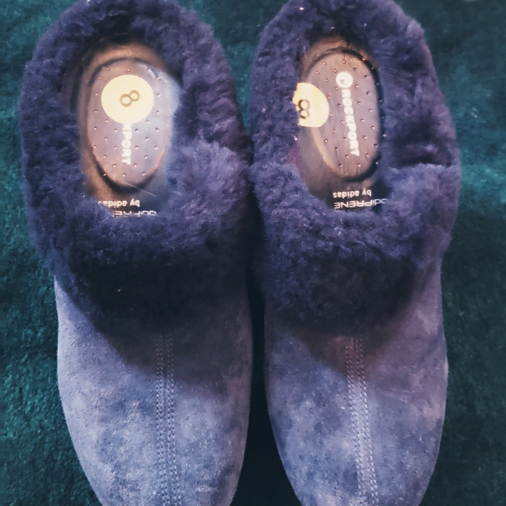 Classy Blue Fur Trimmed Mules